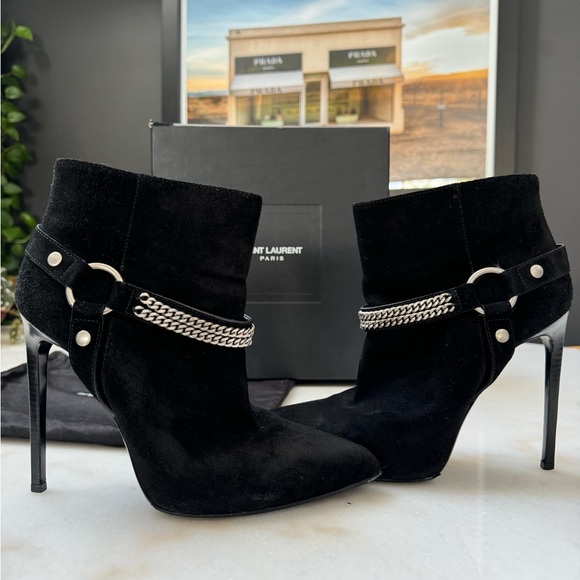 Saint Laurent Paris ankle boots suede with chain authentic - Picture 16 of 16